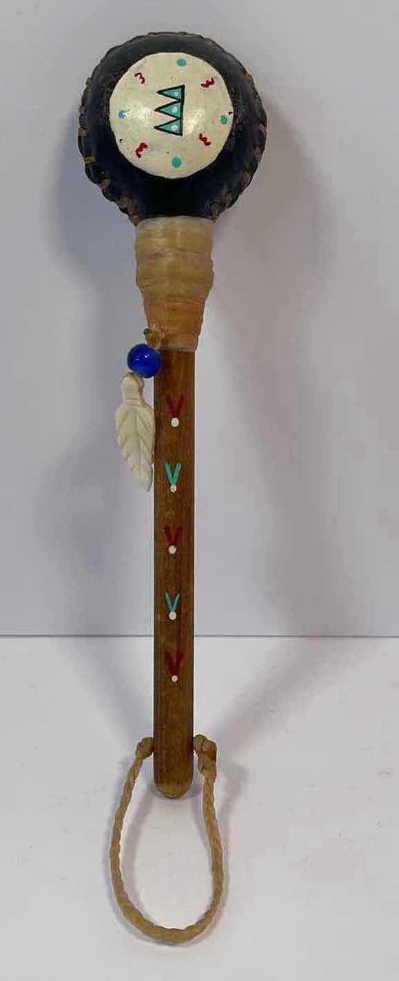 Photo 1 of NATIVE AMERICAN RAWHIDE RATTLE H6.5”