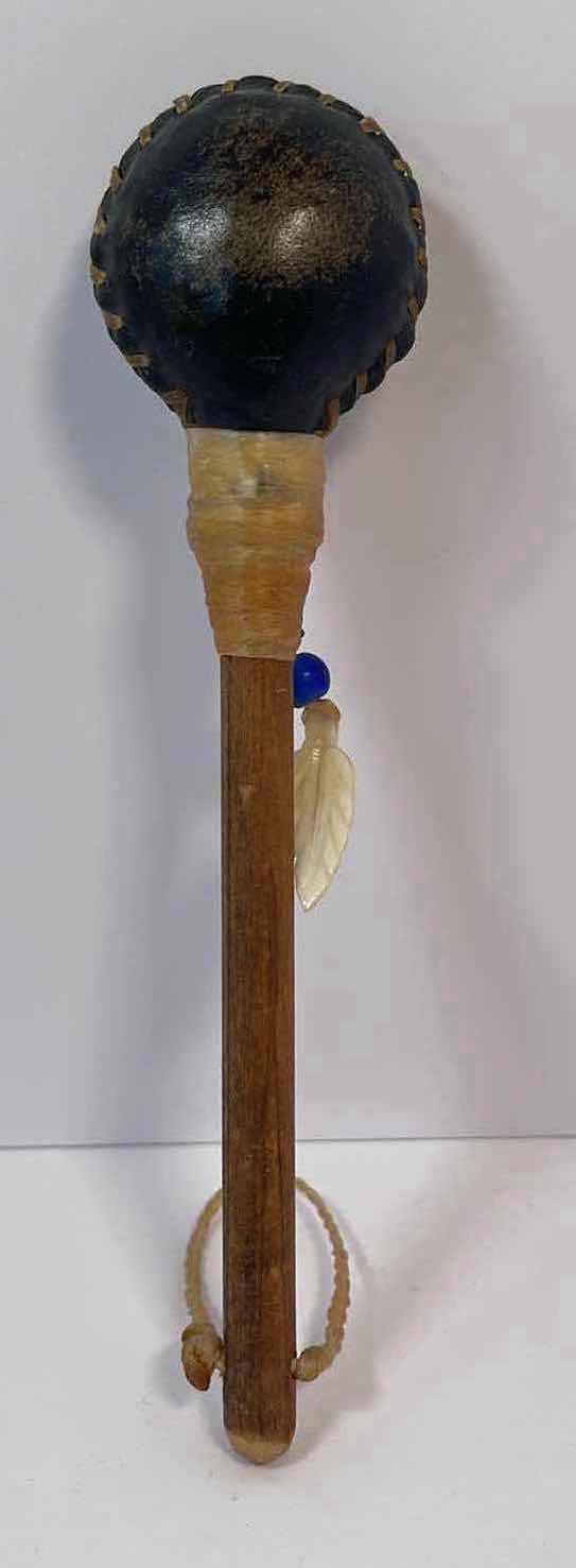 Photo 2 of NATIVE AMERICAN RAWHIDE RATTLE H6.5”