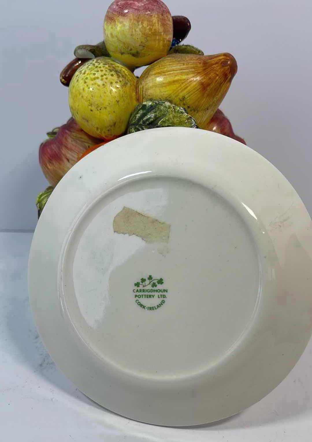 Photo 3 of VINTAGE CERAMIC FIGURAL FRUIT DISH/BOWL TOPIARY H6”WITH CARRIGDHOUN IRISH SHAMROCK POTTERY DISH 4.5”