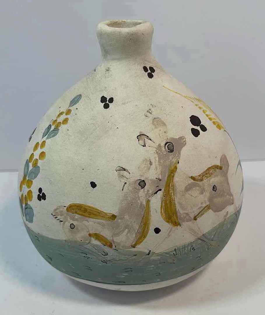 Photo 3 of VINTAGE HAND PAINTED CERAMIC POTTERY VASE MEXICO H5.5”