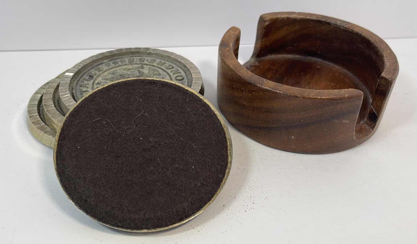 Photo 2 of UNITED STATES CONGRESS BRASS COASTER SET WITH WOODEN HOLDER