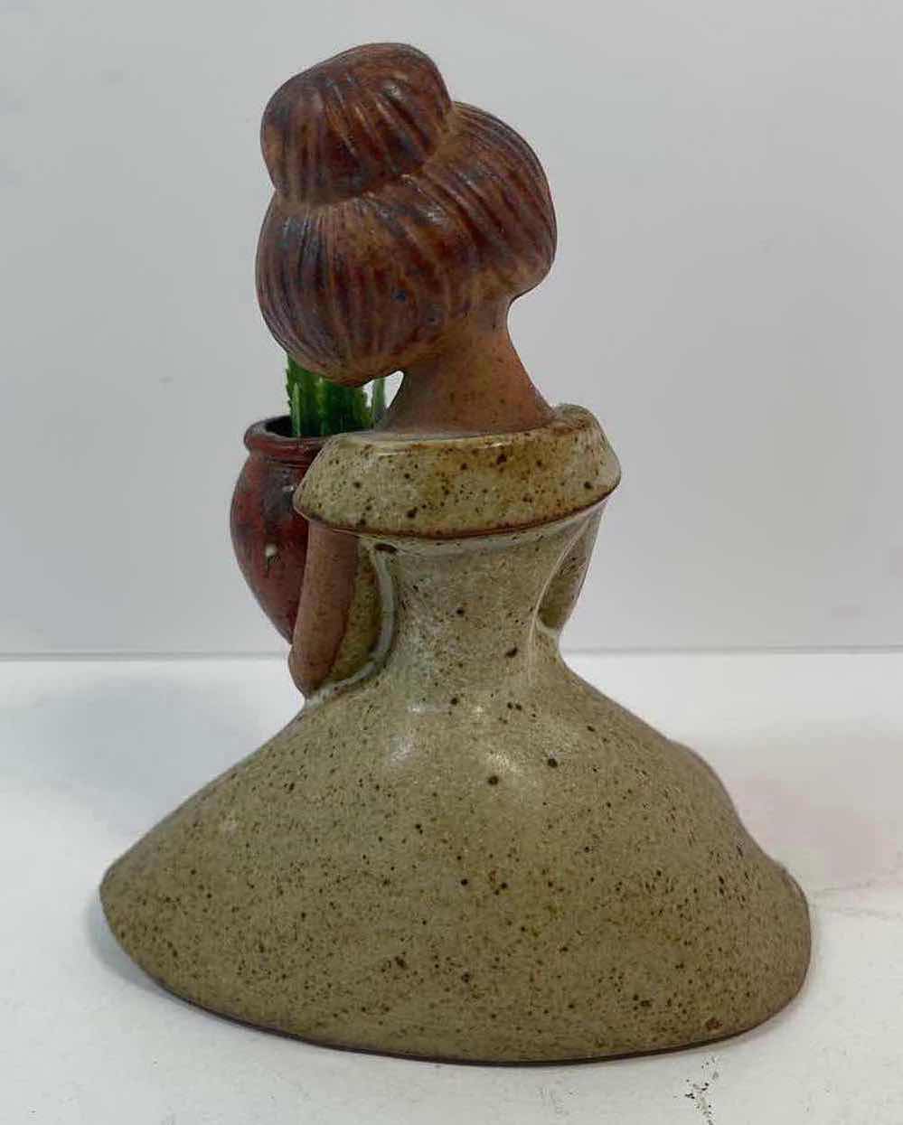 Photo 2 of UCTCI STONEWARE JAPAN MINI VASE GIRL FIGURINE HOLDING POT