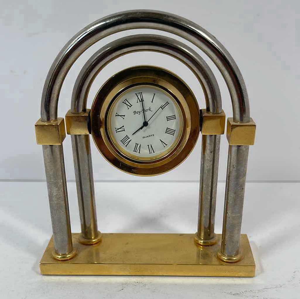 Photo 1 of BEY-BERK QUARTZ GOLD AND SILVER TONED DESK CLOCK H4”