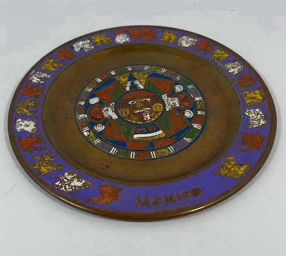 Photo 3 of METAL COPPER PAINTED MEXICAN AZTEC PLATE WALL HANG H5”