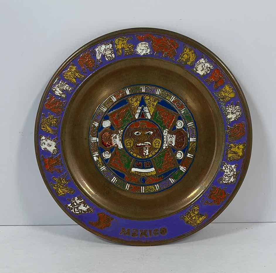 Photo 1 of METAL COPPER PAINTED MEXICAN AZTEC PLATE WALL HANG H5”