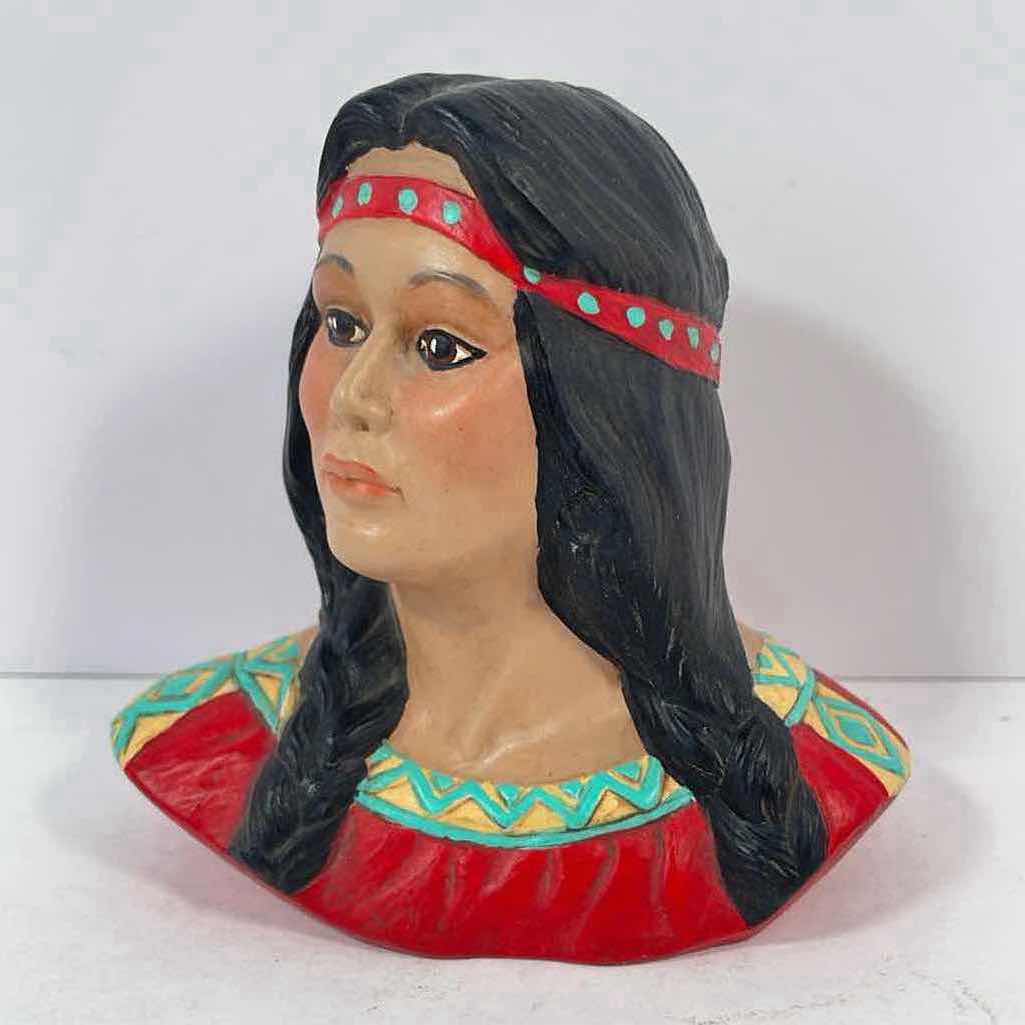 Photo 1 of NATIVE AMERICAN WOMEN HAND PAINTED CERAMIC BUST H5”