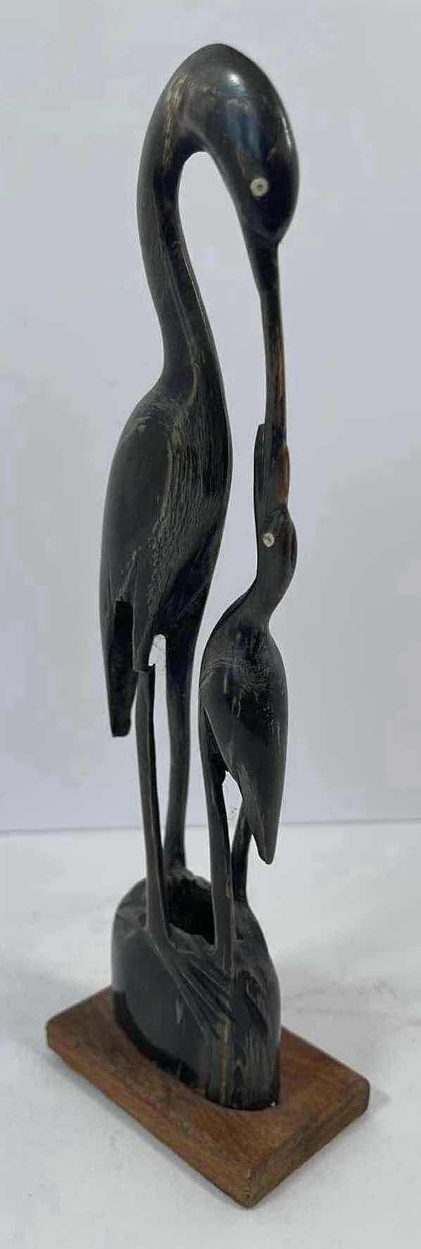 Photo 2 of HAND CARVED MOTHER CRANE FEEDING YOUNG H8.75” MADE IN INDIA