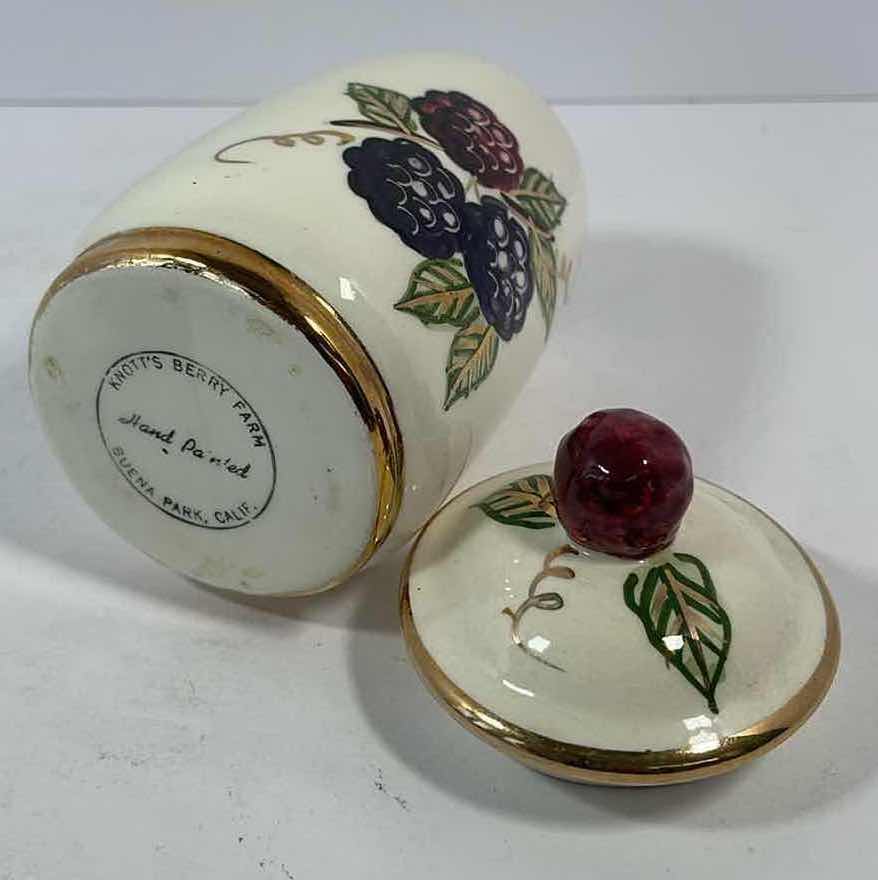 Photo 4 of KNOTTS BERRY FARM HAND PAINTED CERAMIC CANISTER BERRIES H5”
