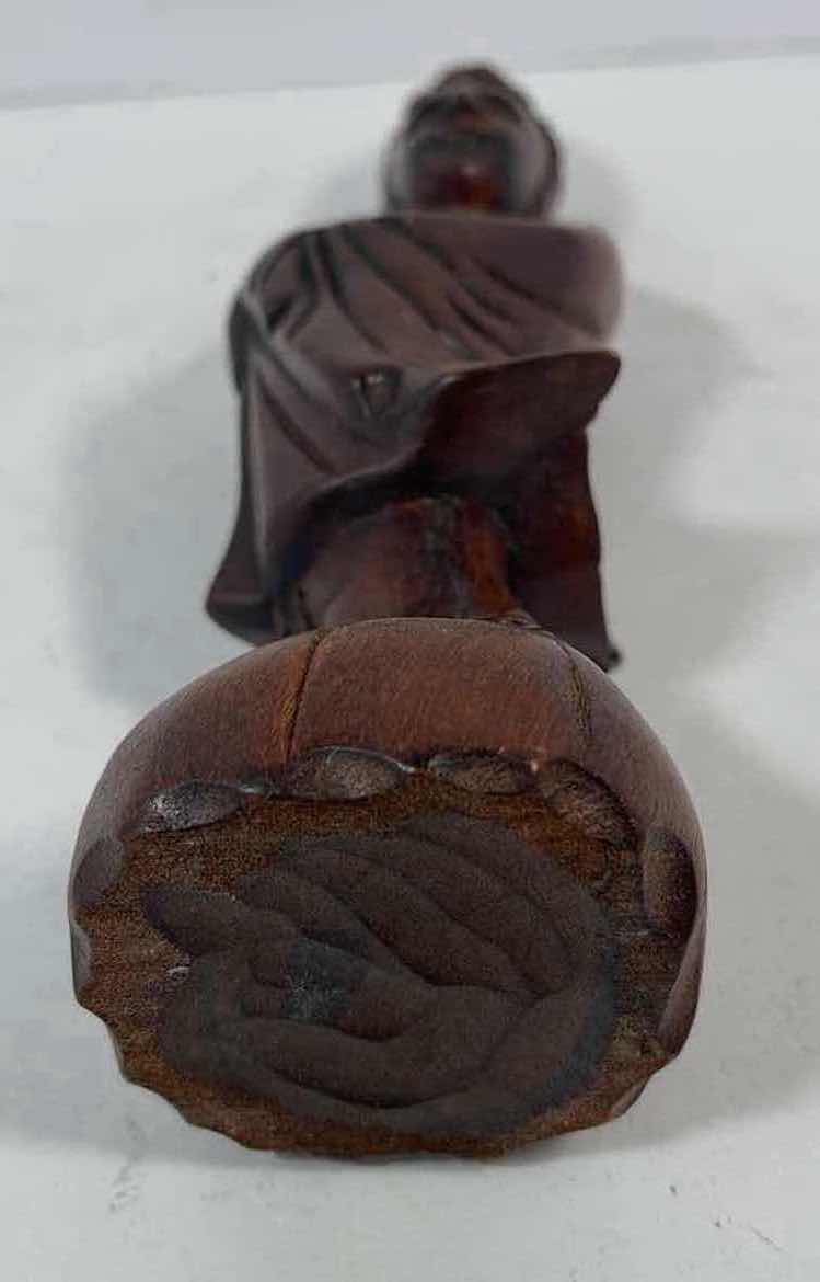 Photo 4 of CARVED WOODEN KWAN STATUE FIGURINE H8”
