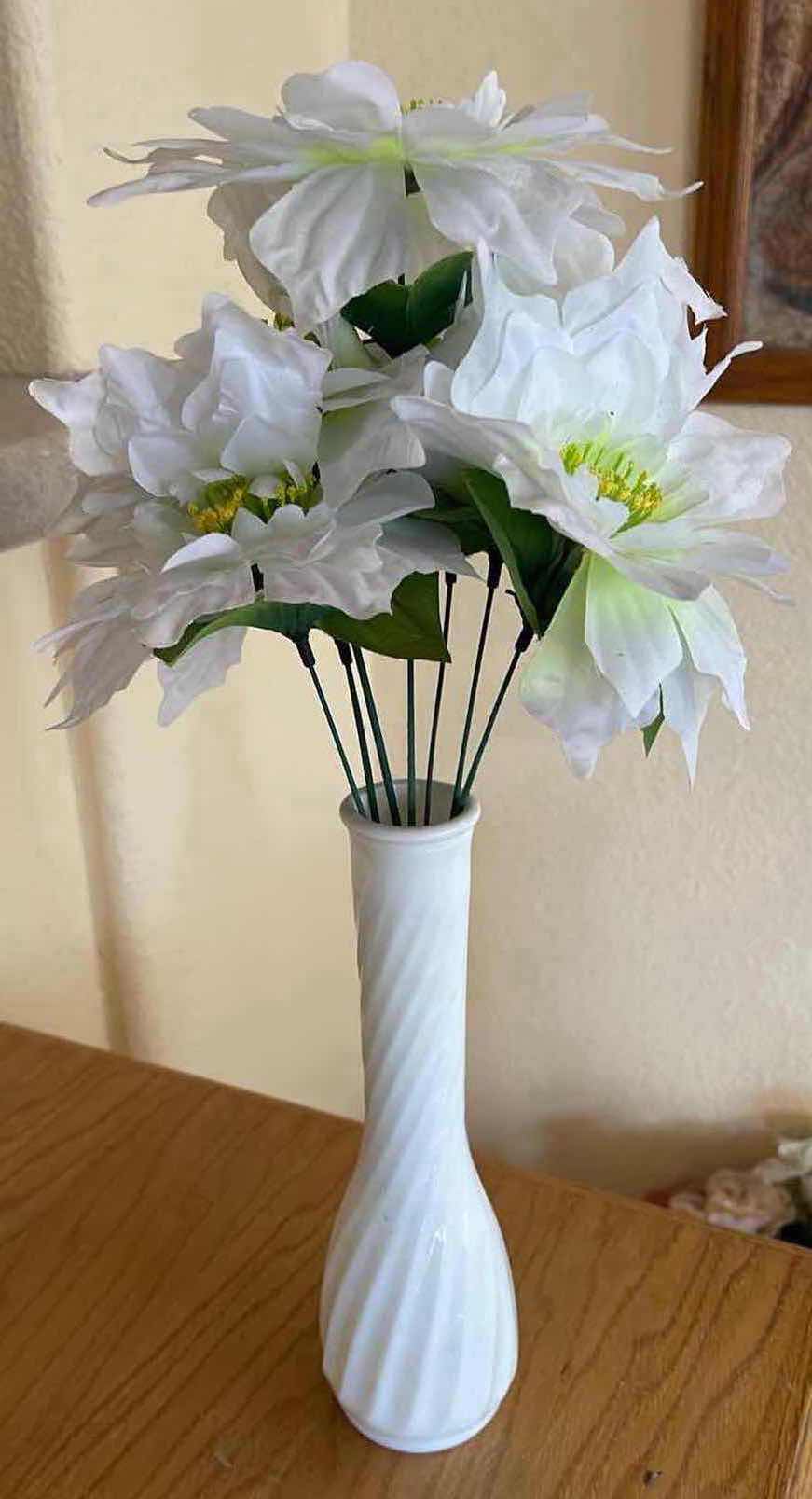 Photo 2 of ARTIFICIAL STEMMED FLOWERS IN WHITE VASE H16”