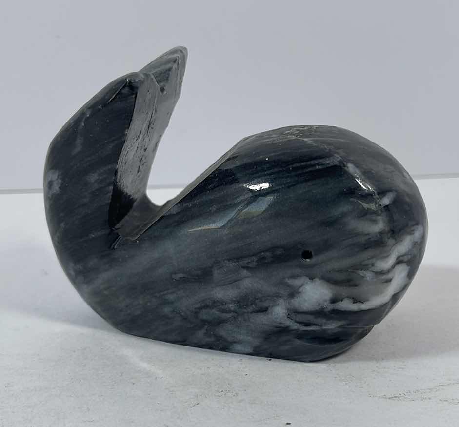 Photo 1 of POLISHED STONE WHALE PAPER WEIGHT H3”