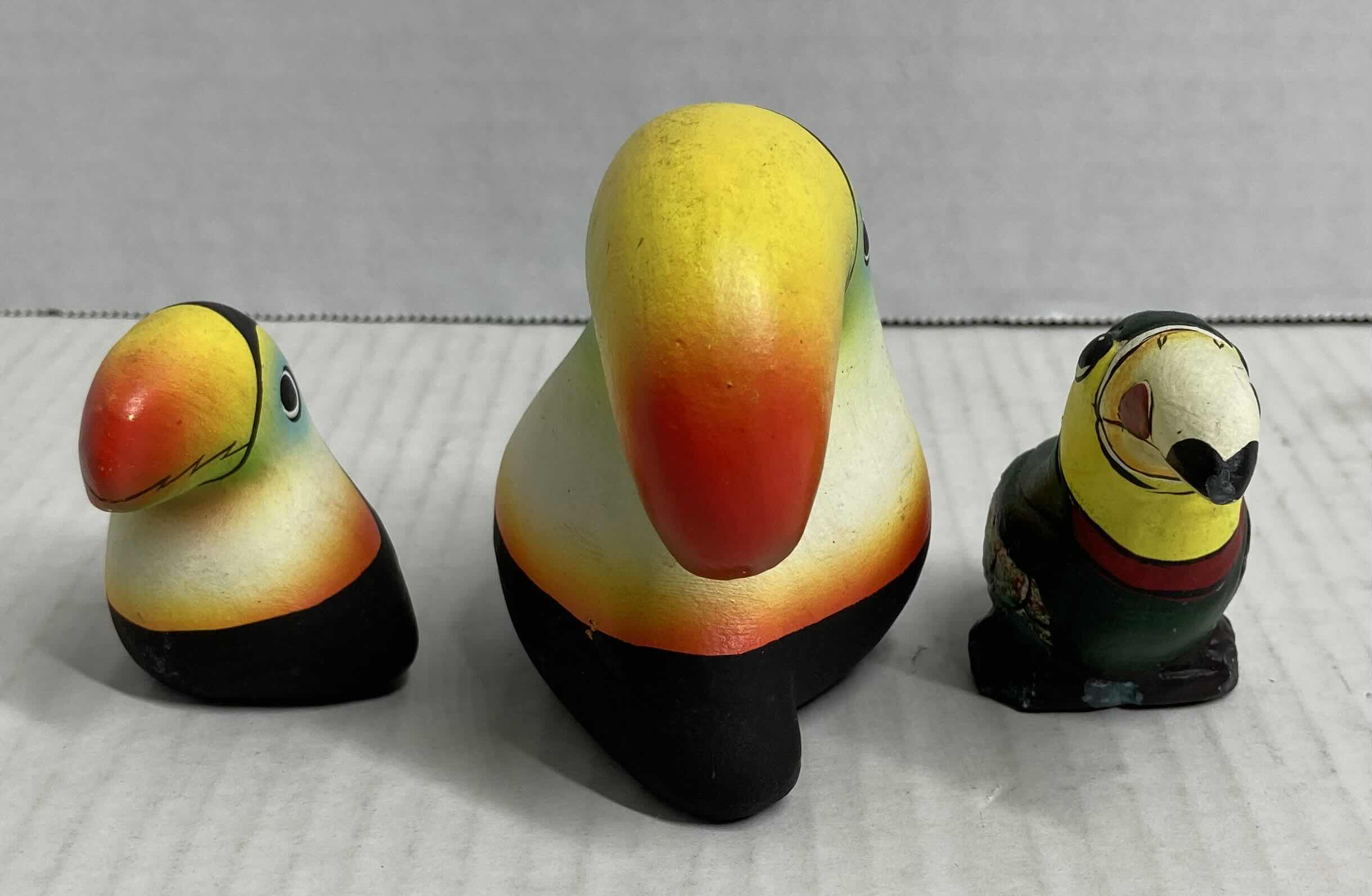 Photo 3 of TROPICAL TOUCAN CERAMIC FIGURINES (3)