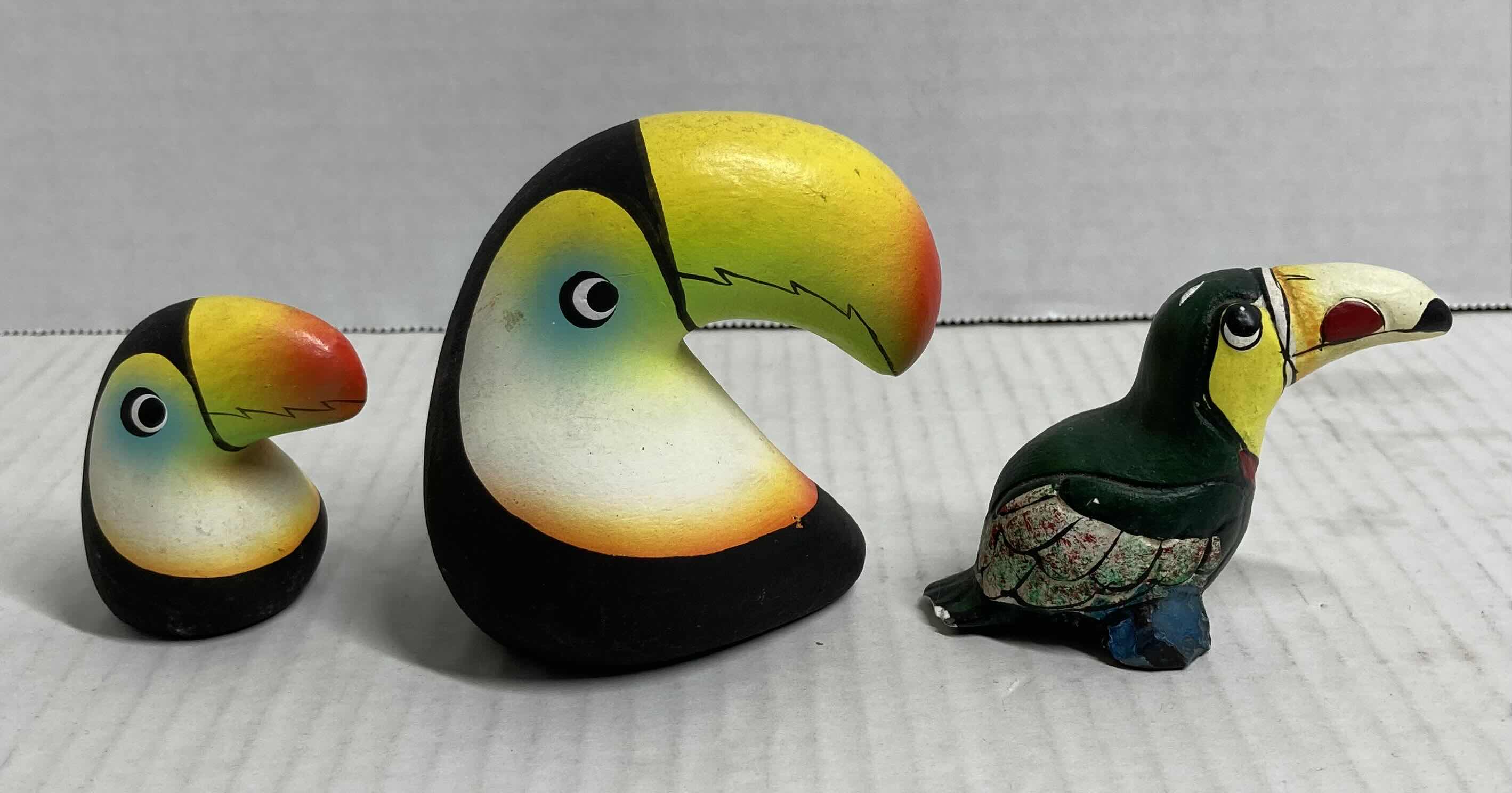 Photo 2 of TROPICAL TOUCAN CERAMIC FIGURINES (3)