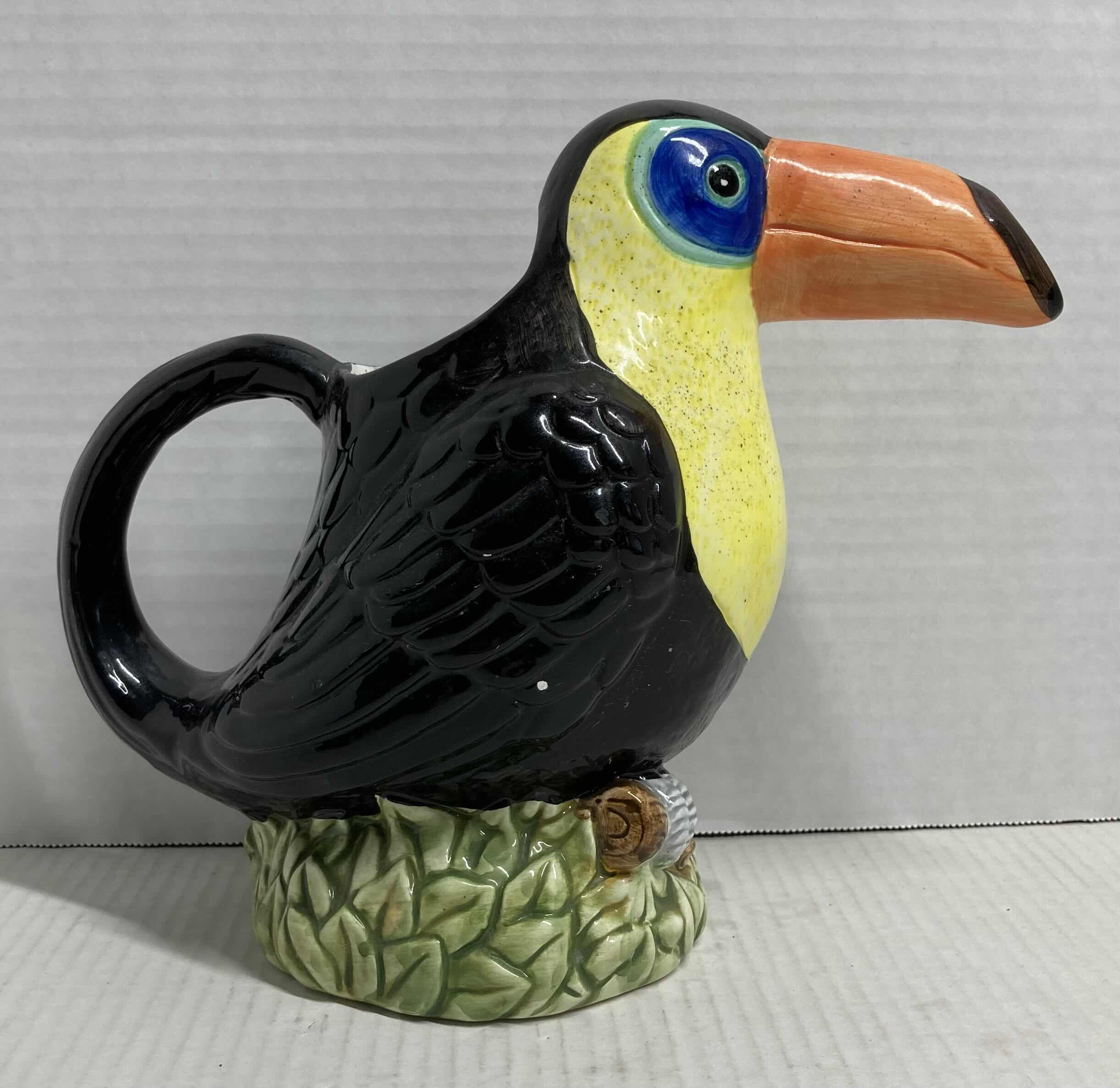 Photo 2 of TROPICAL TOUCAN CERAMIC PITCHER 6” X 10” H9”