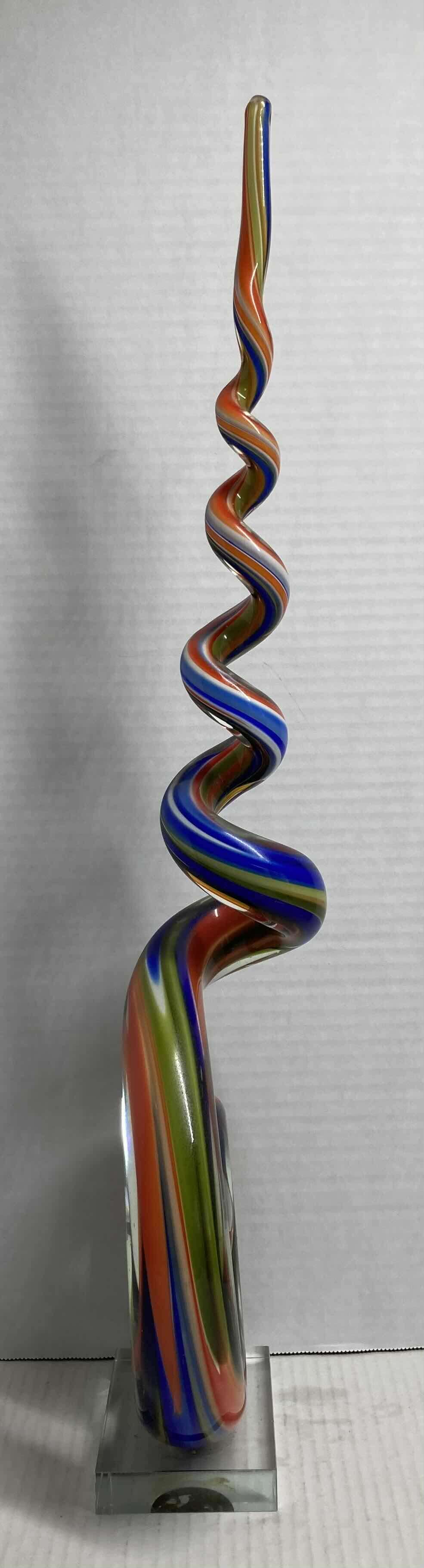 Photo 4 of GLASS MULTICOLOR SPIRAL ART SCULPTURE H24”