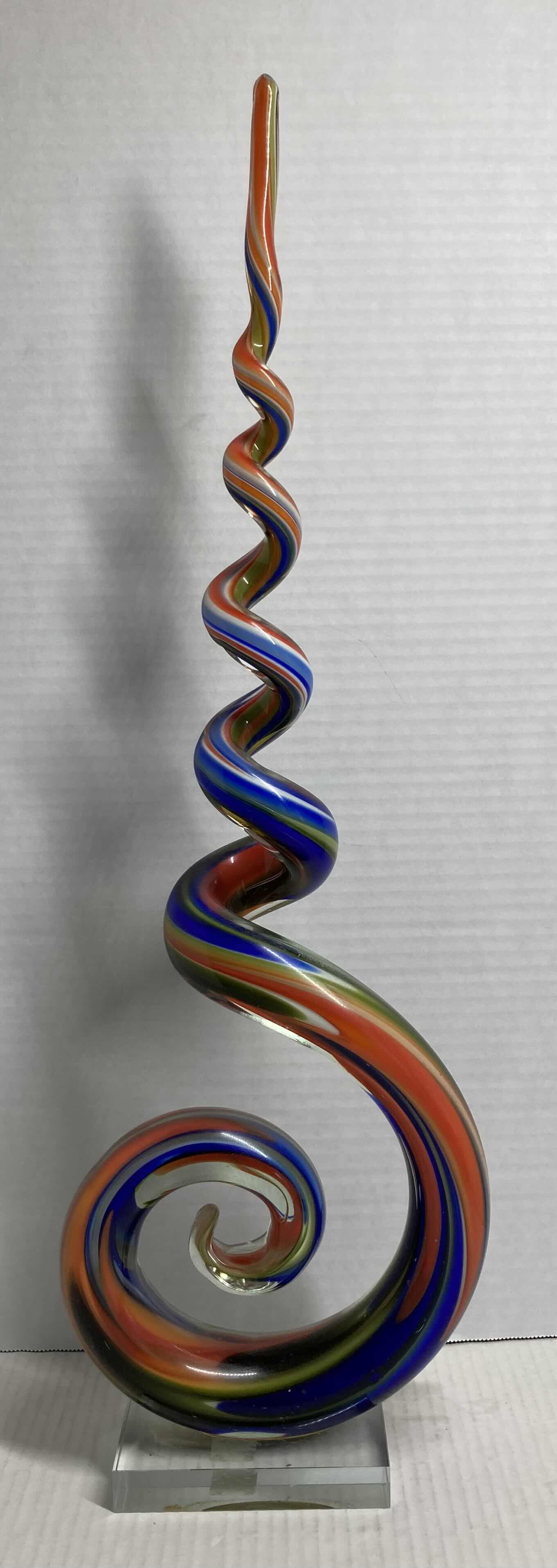 Photo 1 of GLASS MULTICOLOR SPIRAL ART SCULPTURE H24”