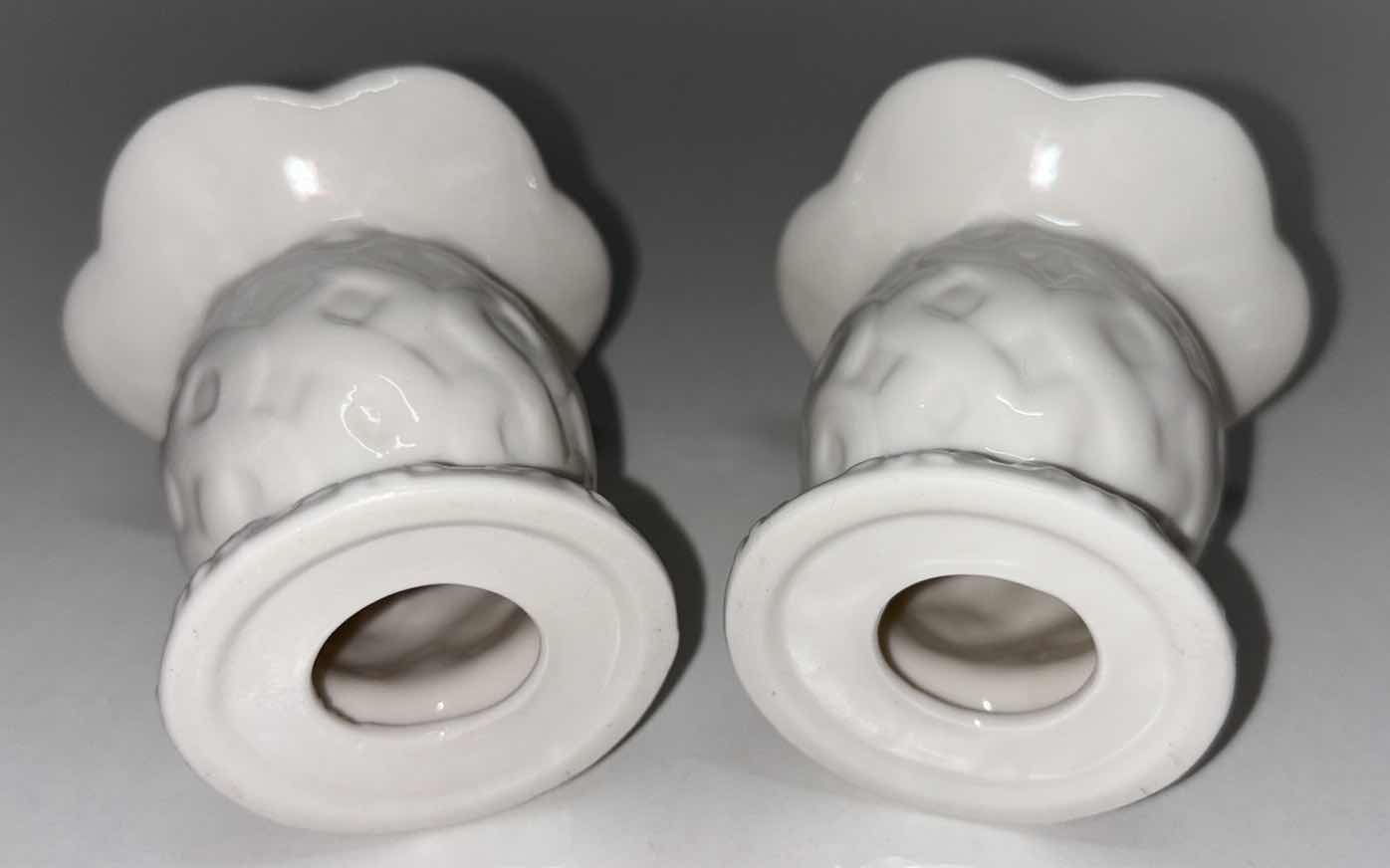 Photo 3 of OLEG CASSINI IVORY WHITE PORCELAIN 2.75” CANDLE HOLDERS (2)