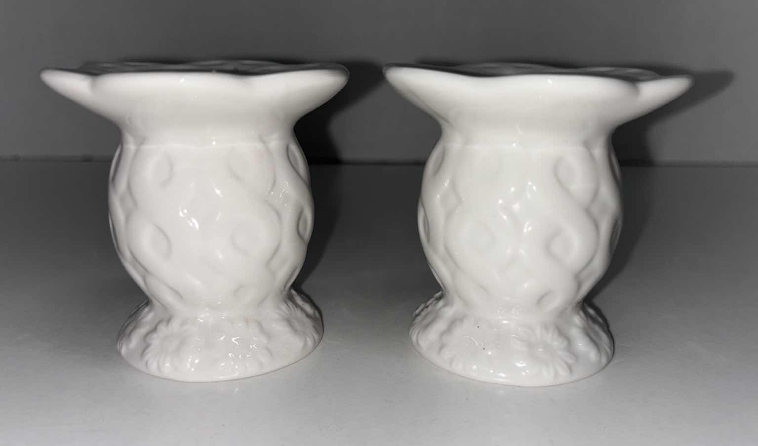 Photo 1 of OLEG CASSINI IVORY WHITE PORCELAIN 2.75” CANDLE HOLDERS (2)