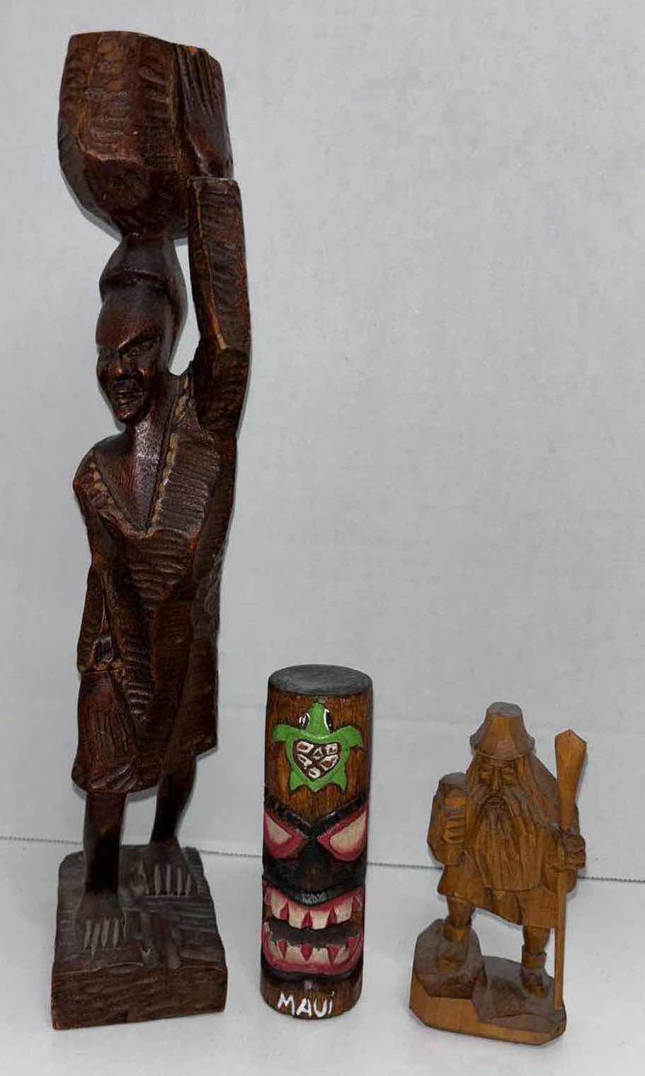 Photo 1 of ASSORTED CARVED WOOD FIGURES (TALLEST 13”)