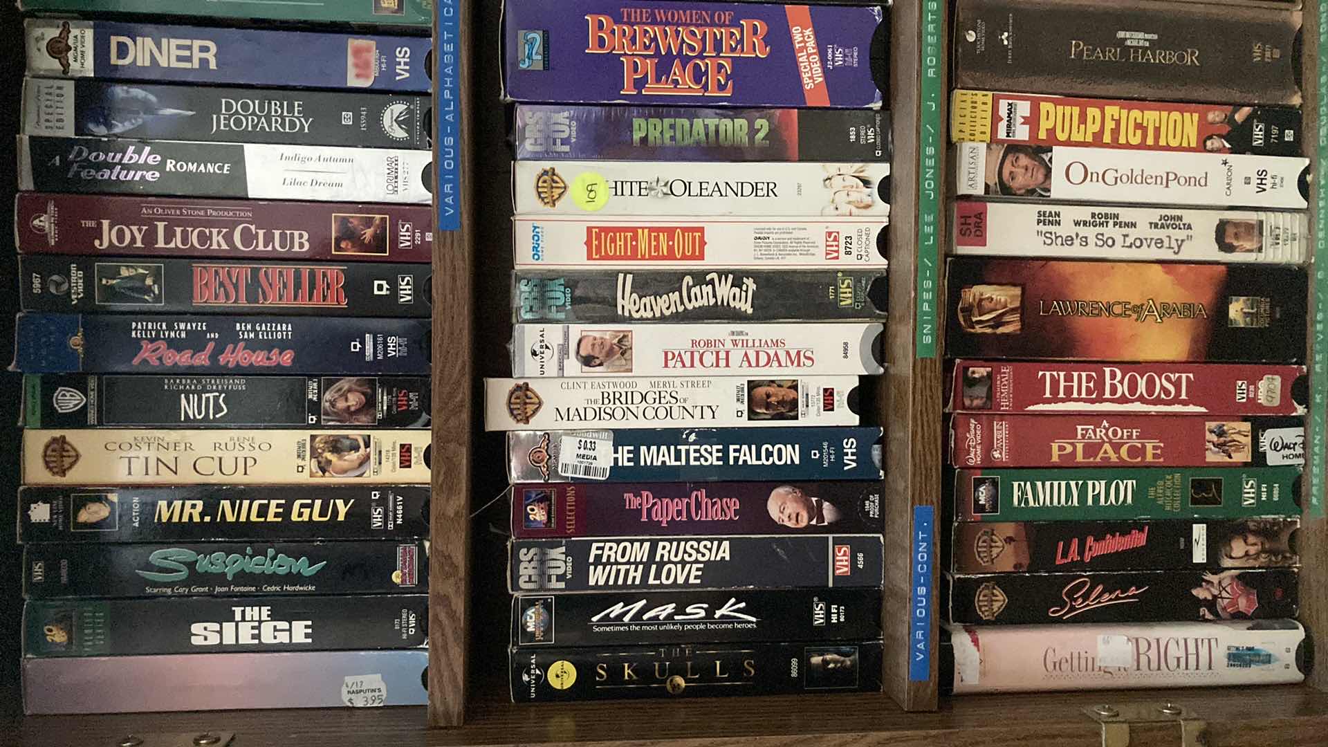 Photo 3 of VHS MOVIES-VARIOUS GENRES W ROLLING VHS STORAGE CABINET 23” X 30” H29.5”