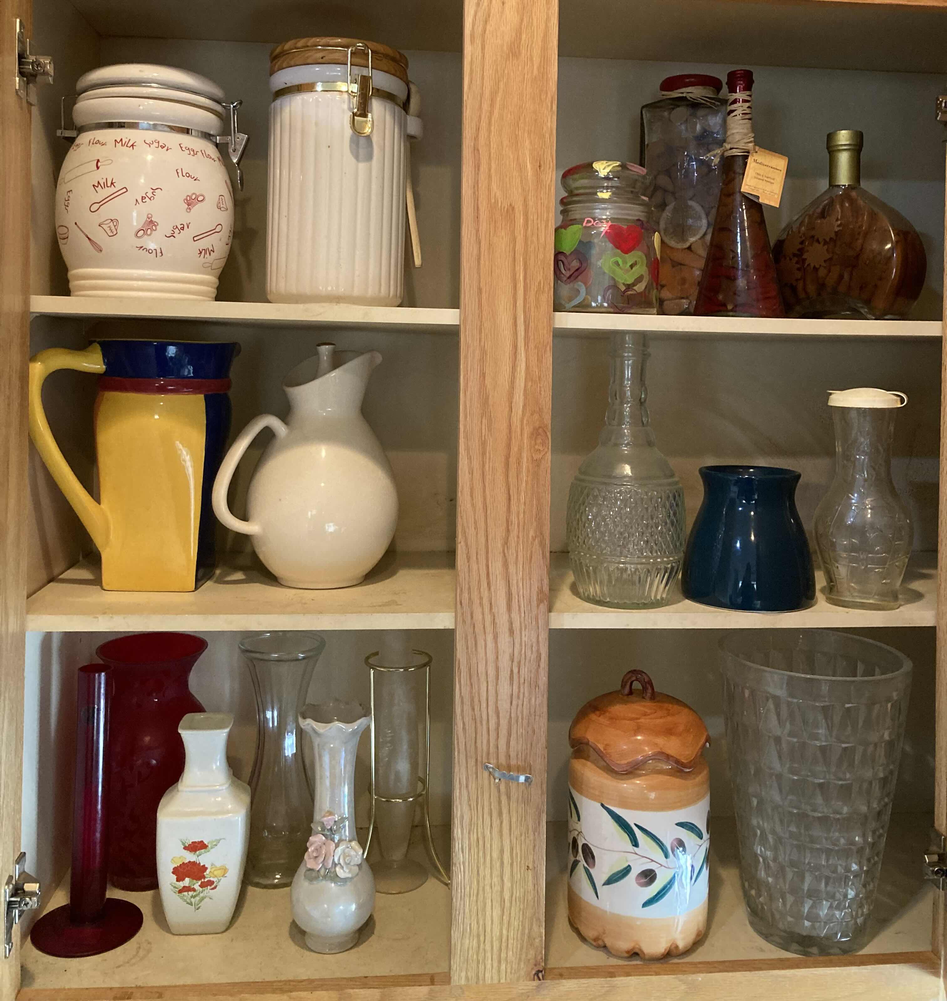 Photo 1 of CONTENTS OF CABINET- JARS, PITCHERS & VASES