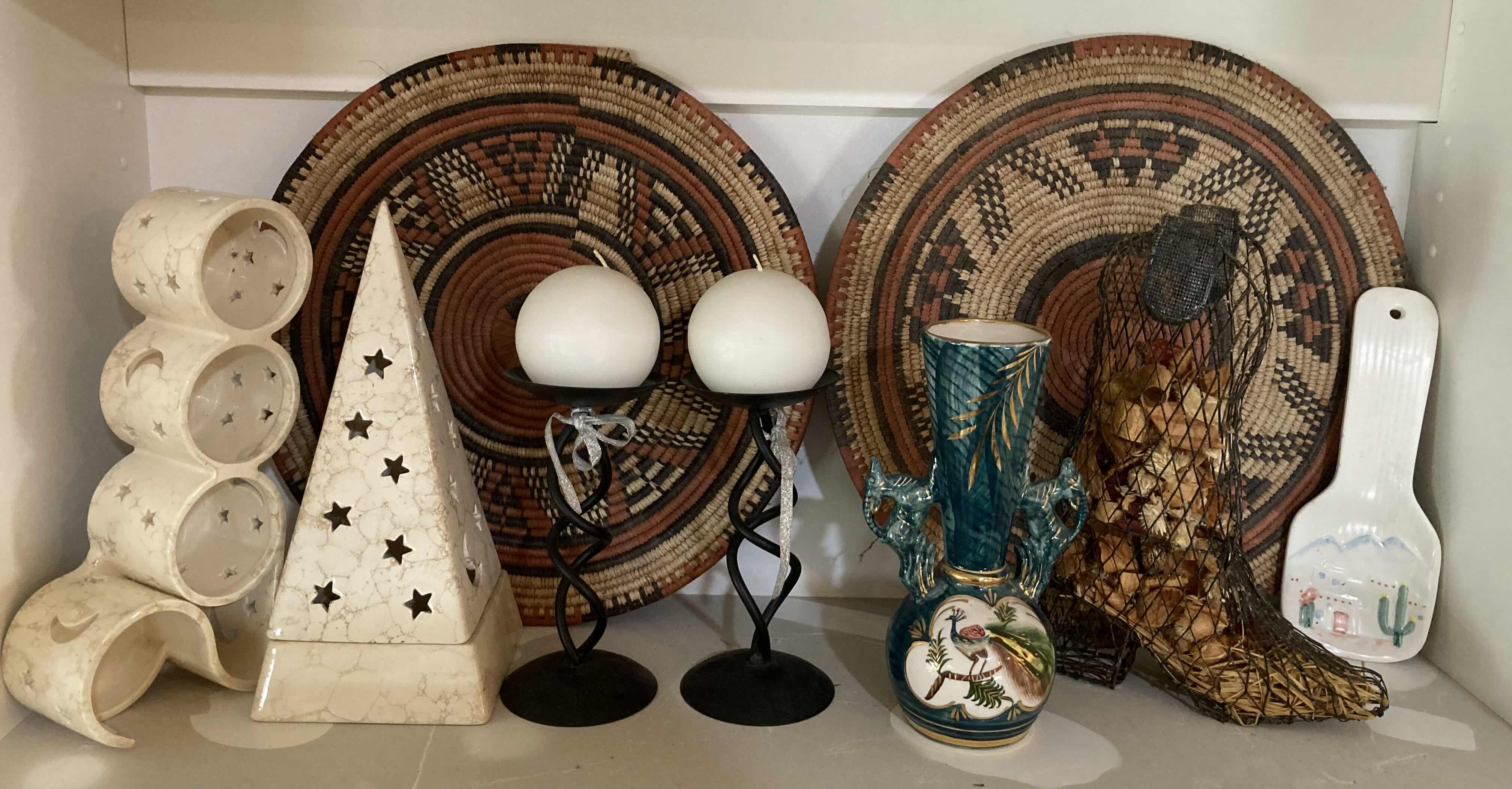 Photo 1 of CONTENTS OF SHELF-CANDLE HOLDERS & SOUTHWESTERN DECOR