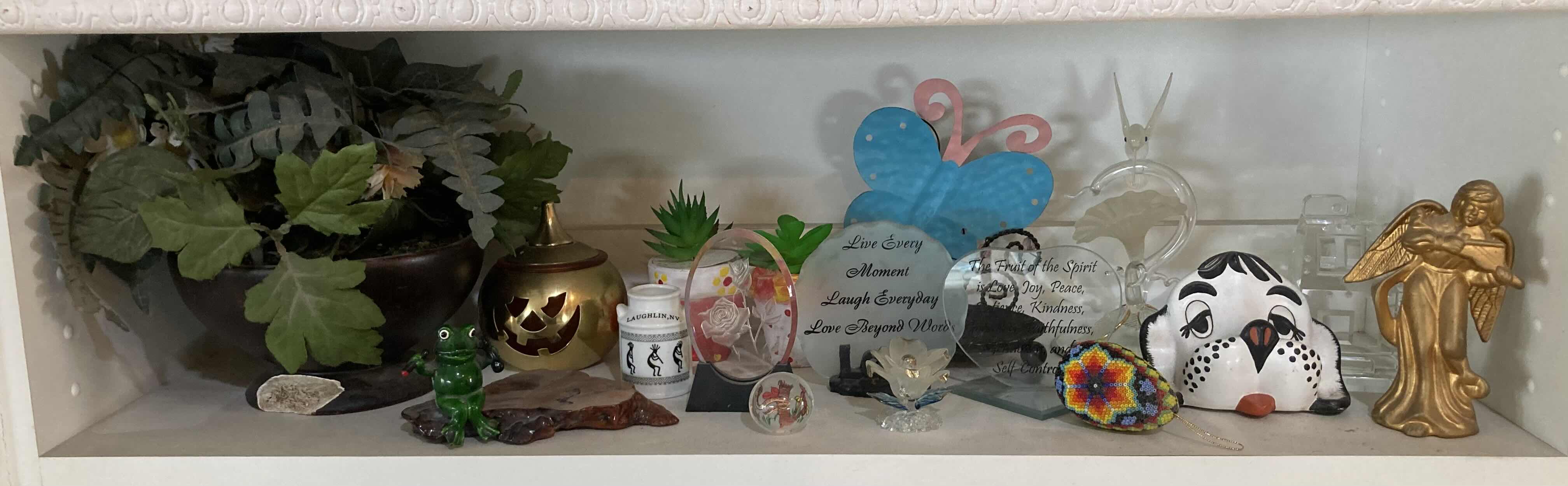 Photo 1 of CONTENTS OF SHELF-TABLE TOP DECOR & TRINKETS