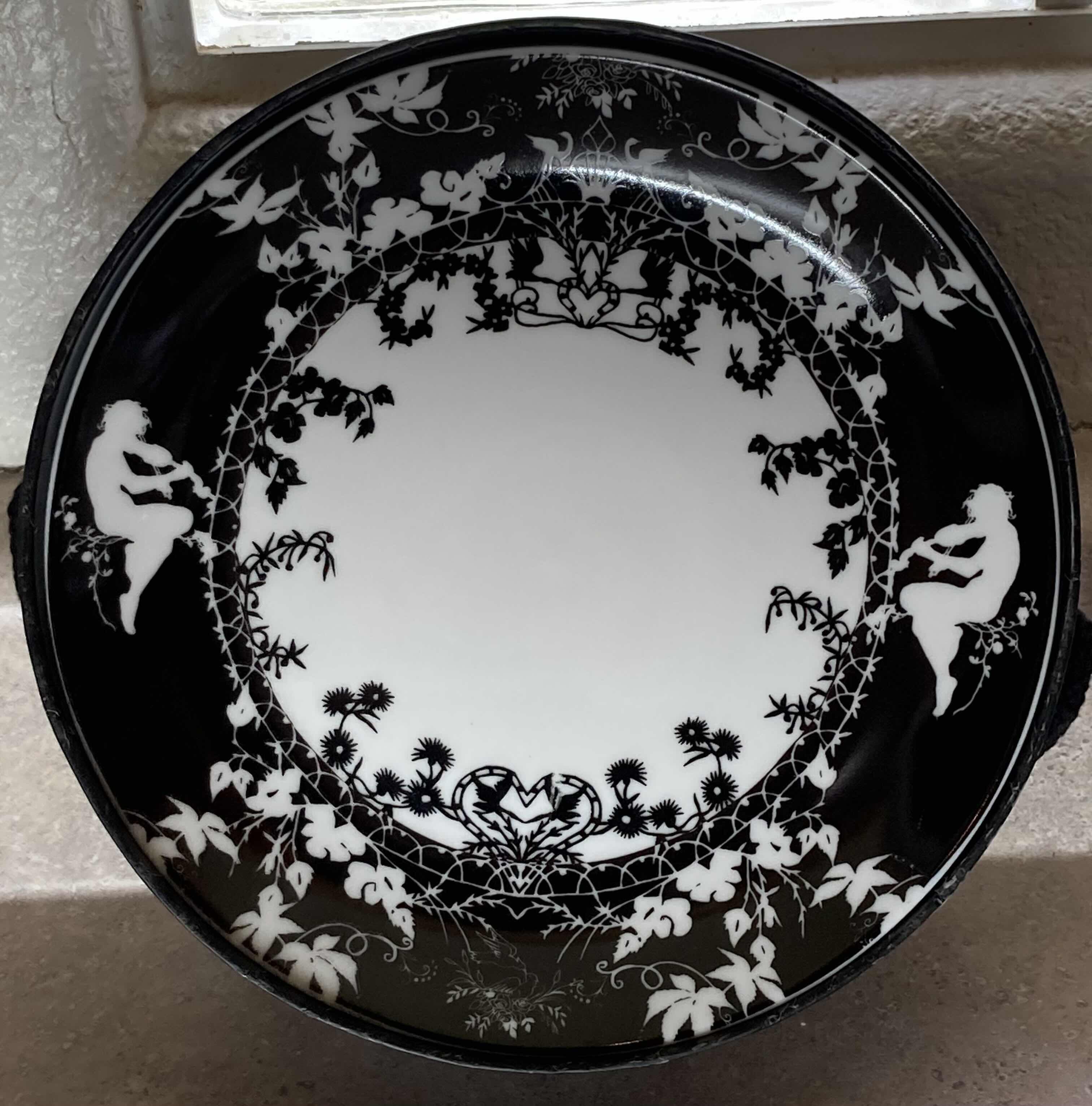 Photo 1 of PPD CAMEO BLACK & WHITE 8” PORCELAIN PLATE SET OF 4