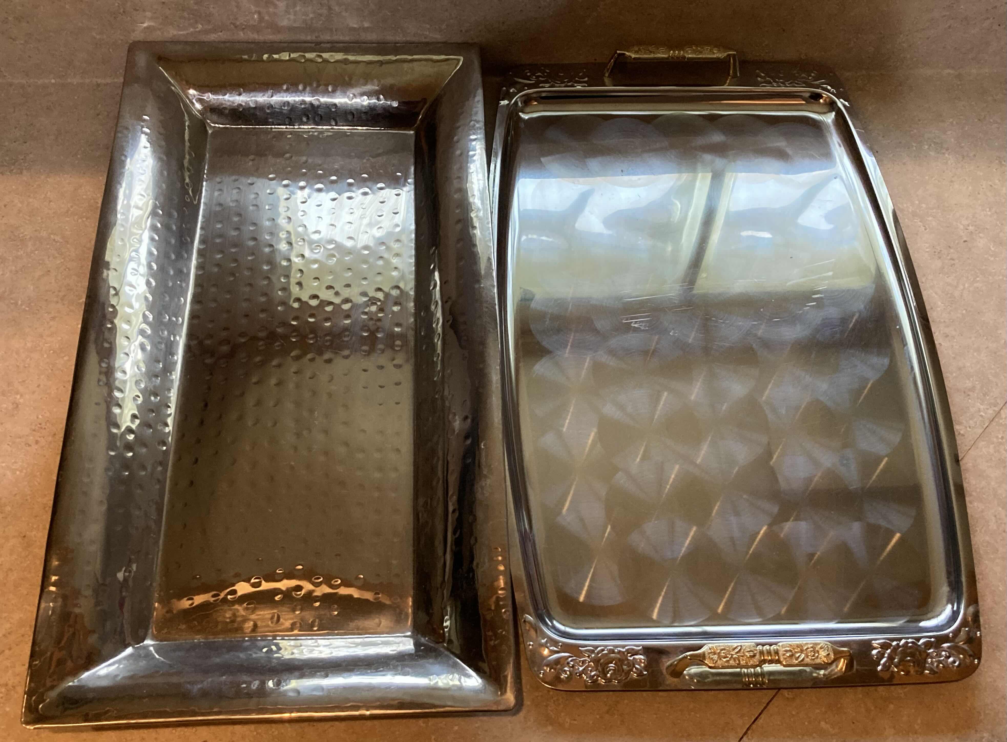 Photo 2 of SILVER SERVING TRAYS (2) 18” X 11”