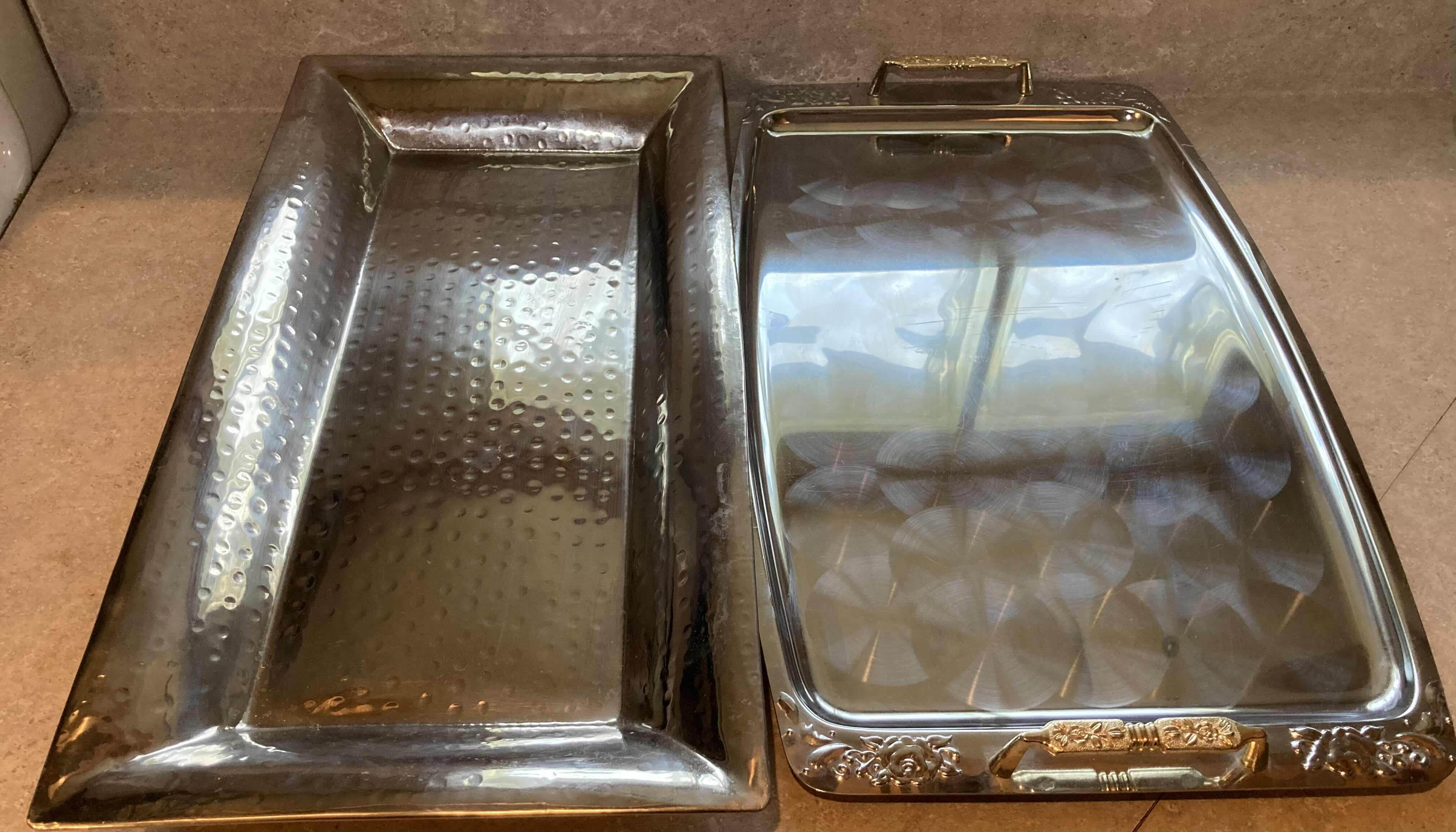 Photo 1 of SILVER SERVING TRAYS (2) 18” X 11”