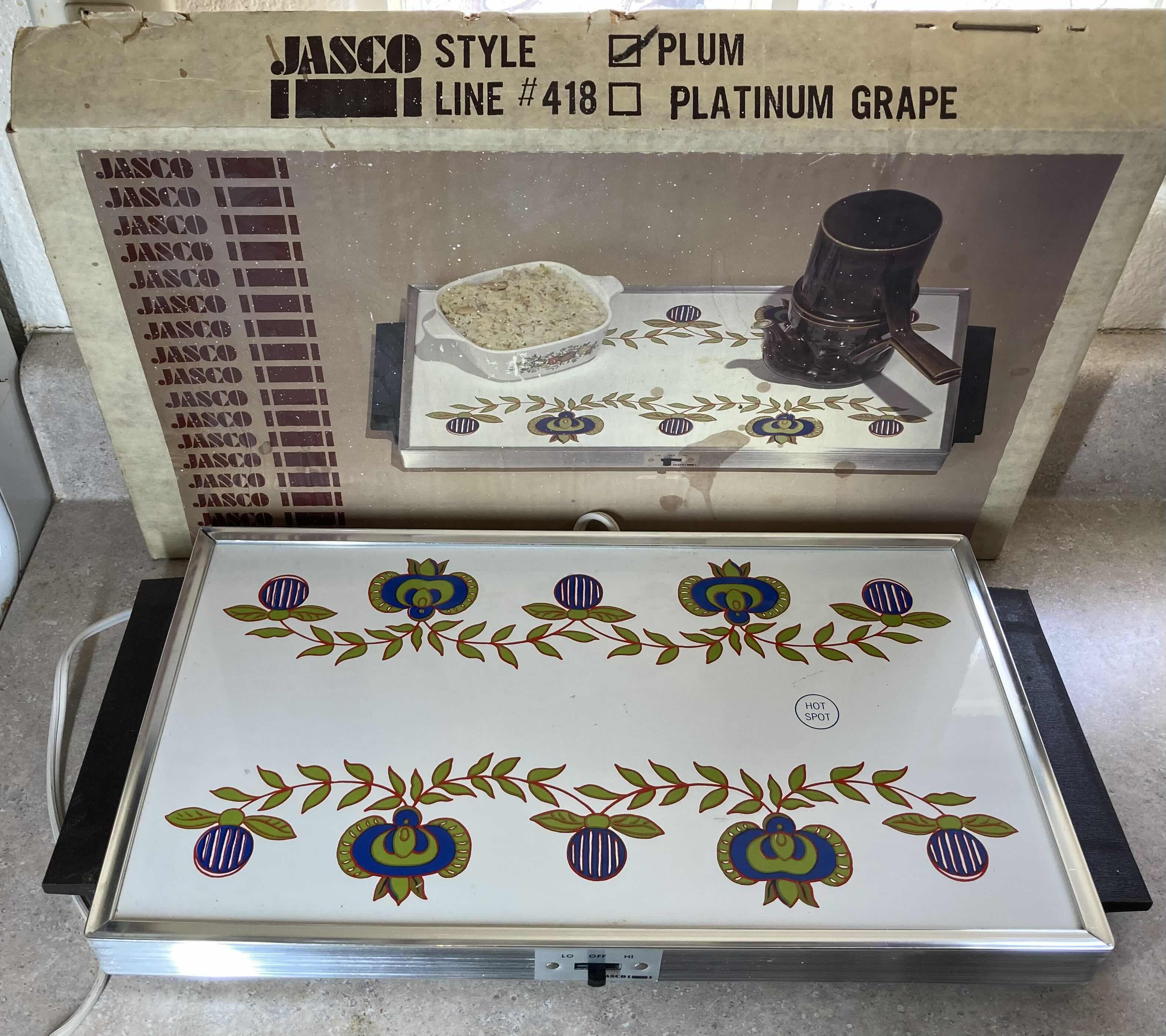 Photo 1 of JASCO PLUM HEATED SERVING TRAY MODEL 418 18.5” X 10”