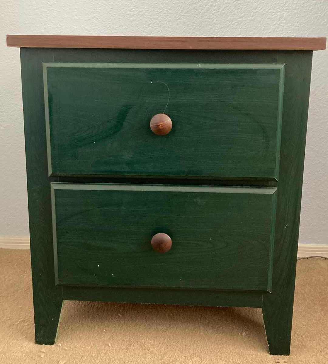 Photo 1 of PERDUE FURNITURE WOOD & GREEN FINISH NIGHTSTAND 20.5” X 18” H23”