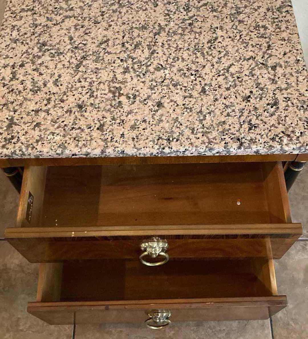 Photo 5 of HERITAGE GRANITE TOP WOOD & BLACK TRIM FINISH NIGHTSTAND 24” X 18” H21”