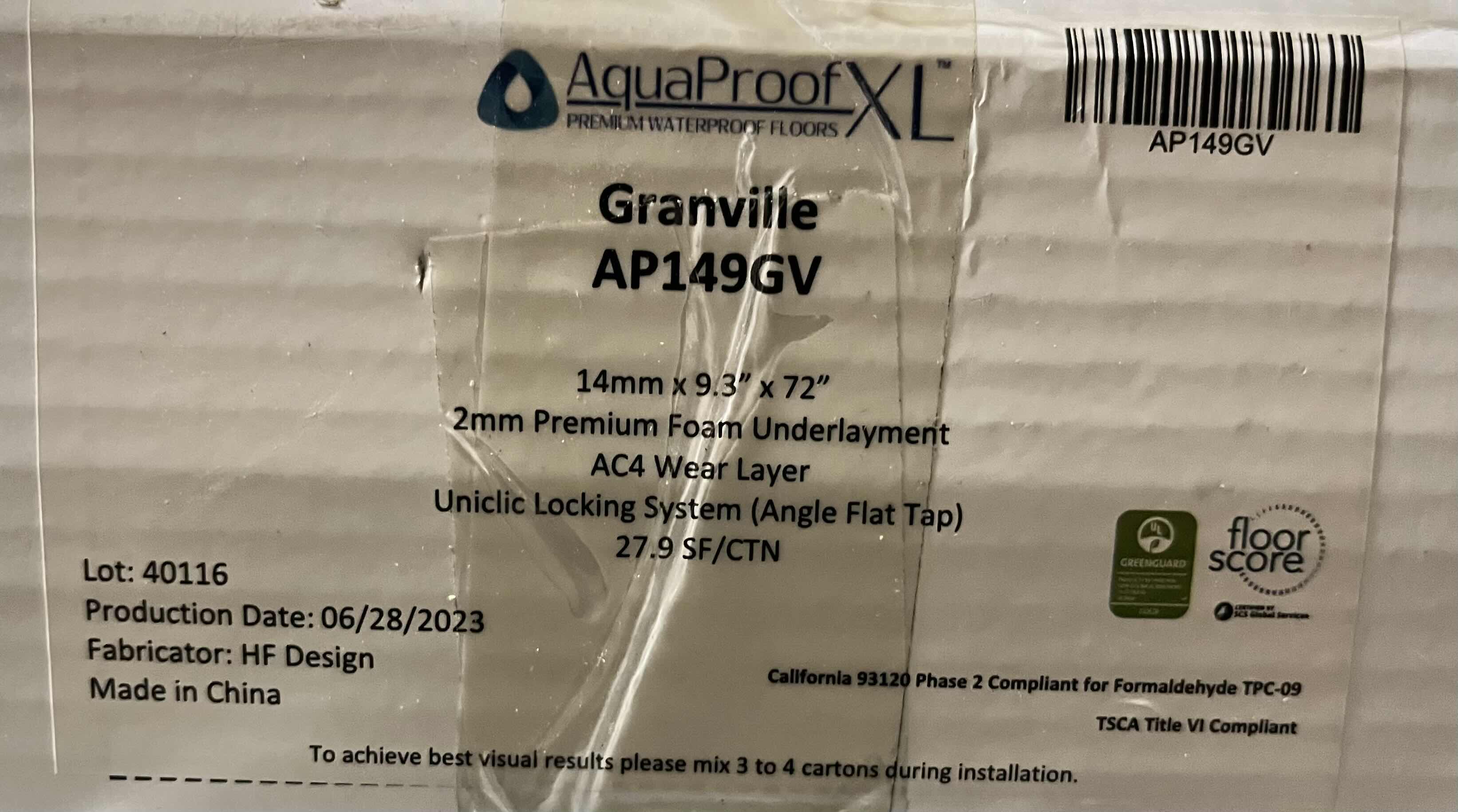 Photo 3 of AQUA PROOF XL GRANVILLE WOOD FINISH SNAP IN CLICK WOOD LAMINATE PLANK FLOORING 9.3” X 72” (27.9SQFT PER CASE/6CASES APPROX. 167.4SQFT TOTAL) READ NOTES