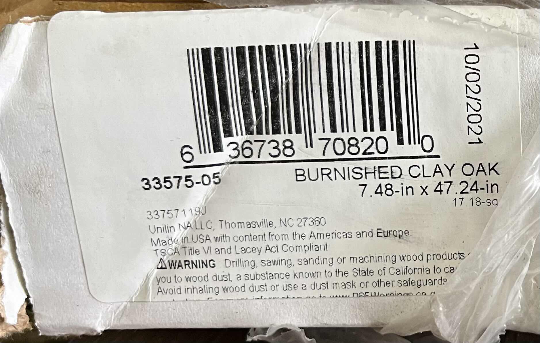 Photo 3 of UNILIN NALLC BURNISHED CLAY OAK WOOD FINISH GLUE DOWN HARDWOOD PLANK FLOORING 7.48” X 47.24” (17.18SQFT PER CASE/2CASES APPROX. 34.36SQFT TOTAL) READ NOTES