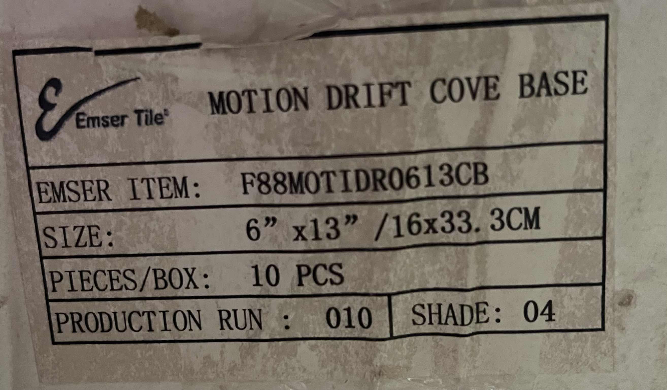 Photo 3 of EMSER TILE MOTION DRIFT MATTE FINISH PORCELAIN COVE BASE TILE 6” X 13” (10PCS PER CASE/5CASES APPROX. 50PCS TOTAL) READ NOTES