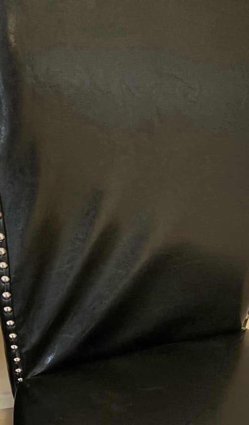 Photo 1 of LEEMTORIG MIDNIGHT BLACK LEATHER NAILHEAD TRIM DINING SIDE CHAIRS MODEL CY-1122-BK (2)