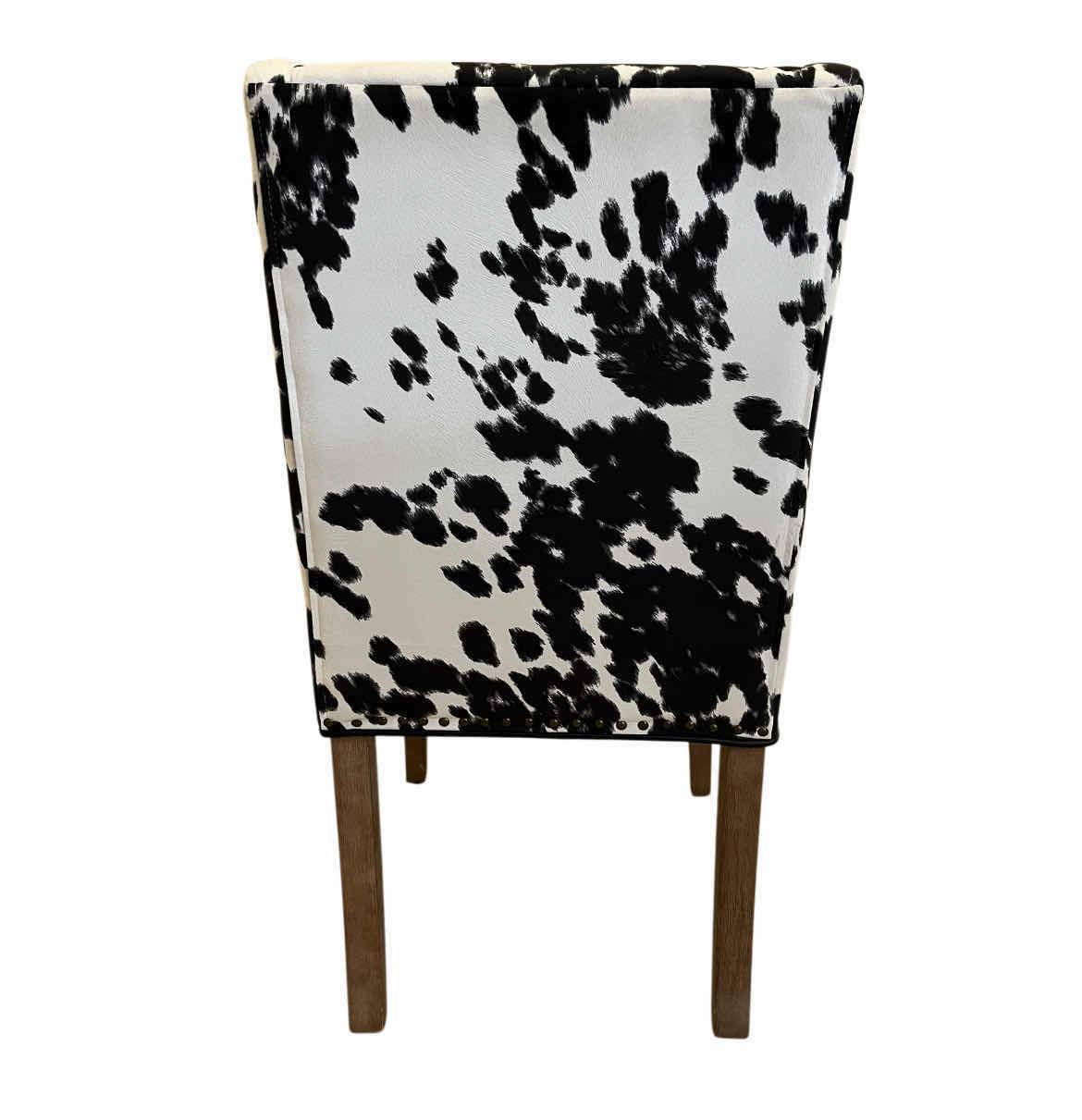 Photo 1 of SOLE DESIGNS REXFORD UPHOLSTERED COW-PRINT & LEATHER NAILHEAD TRIM WINGBACK DINING CHAIR 20” X 24” H38”