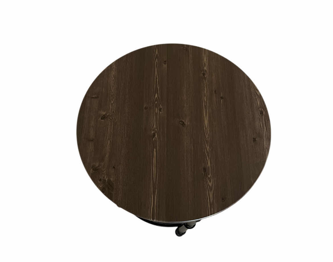 Photo 1 of VINGLI RUSTIC INDUSTRIAL WOOD FINISH BLACK STEEL BASE ROUND ACCENT TABLE 20” X 24.5”