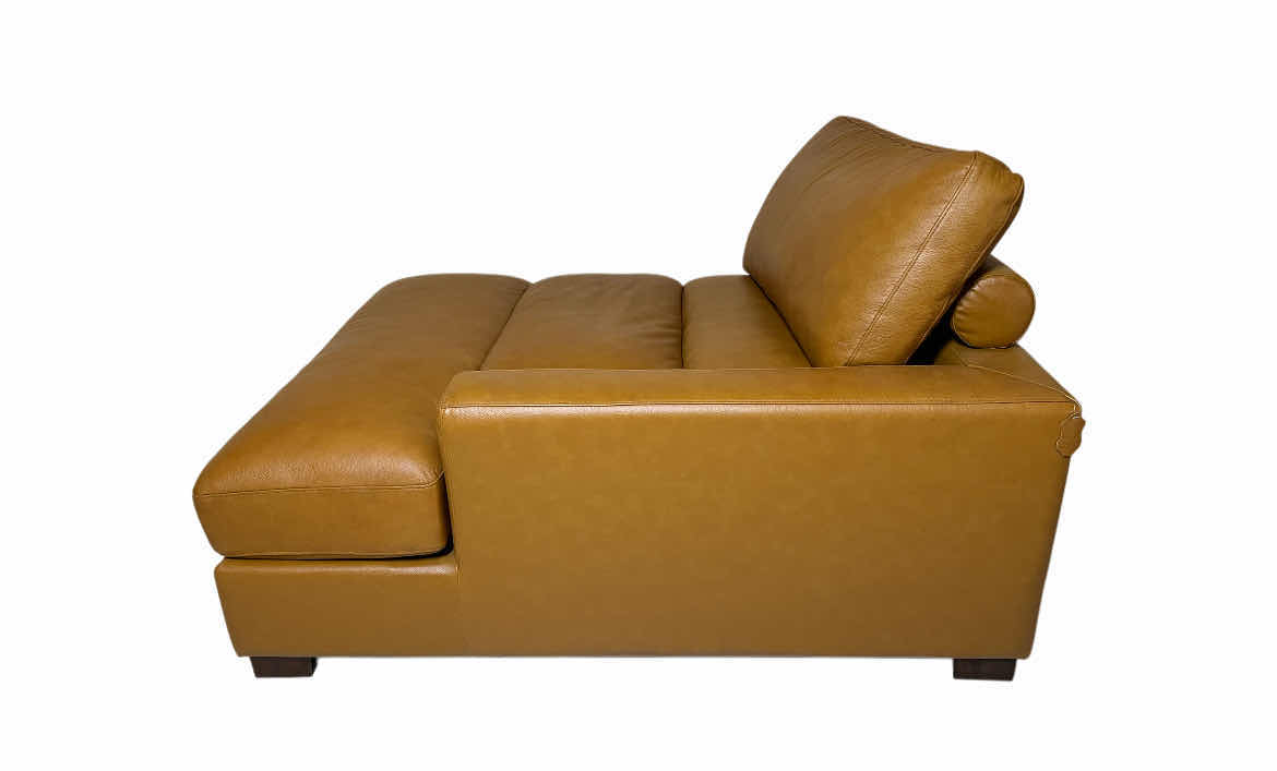 Photo 1 of HUIZHOU GREAT HARVEST WORLDWIDE LEFT-SIDE ARMREST AMBER BROWN LEATHER CHAISE LOUNGE 46” X 57” H35”