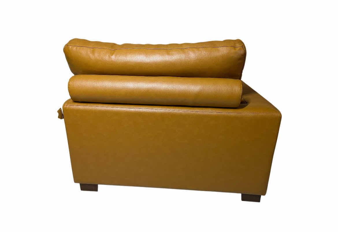 Photo 1 of HUIZHOU GREAT HARVEST WORLDWIDE RIGHT-SIDE ARMREST AMBER BROWN LEATHER CHAISE LOUNGE 46” X 57” H35”