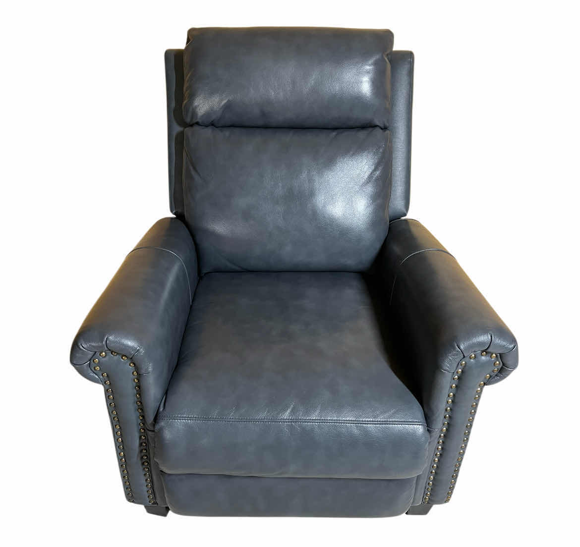 Photo 1 of ZOY HOME FURNISHING BLUE STONE-WASH FINISH LEATHER RECLINER CHAIR 35” X 36” H40”