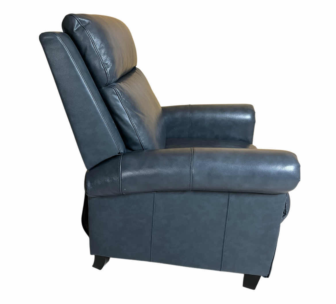 Photo 1 of ZOY HOME FURNISHING BLUE STONE-WASH FINISH LEATHER RECLINER CHAIR 35” X 36” H40”