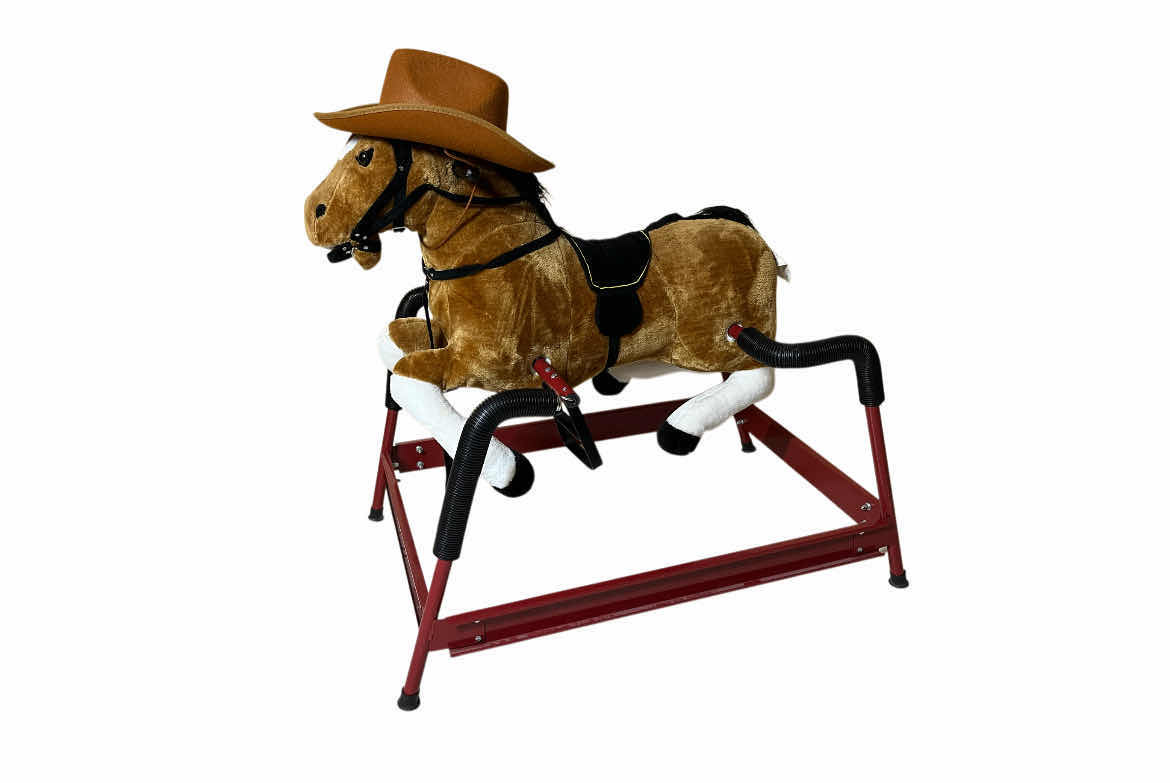 Photo 1 of TRADEMARK GAMES TODDLERS SPRING ROCKING PLUSH BOUNCING HORSE W REALISTIC RIDING SOUND EFFECTS 25.5” X 39.5” H37”