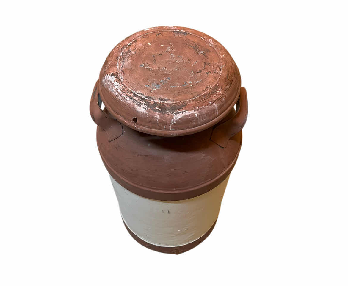 Photo 1 of OLD FASHION PAINTED STEEL MILK/CREAM 10 GAL DECORATIVE CAN 13.25” X 24”
