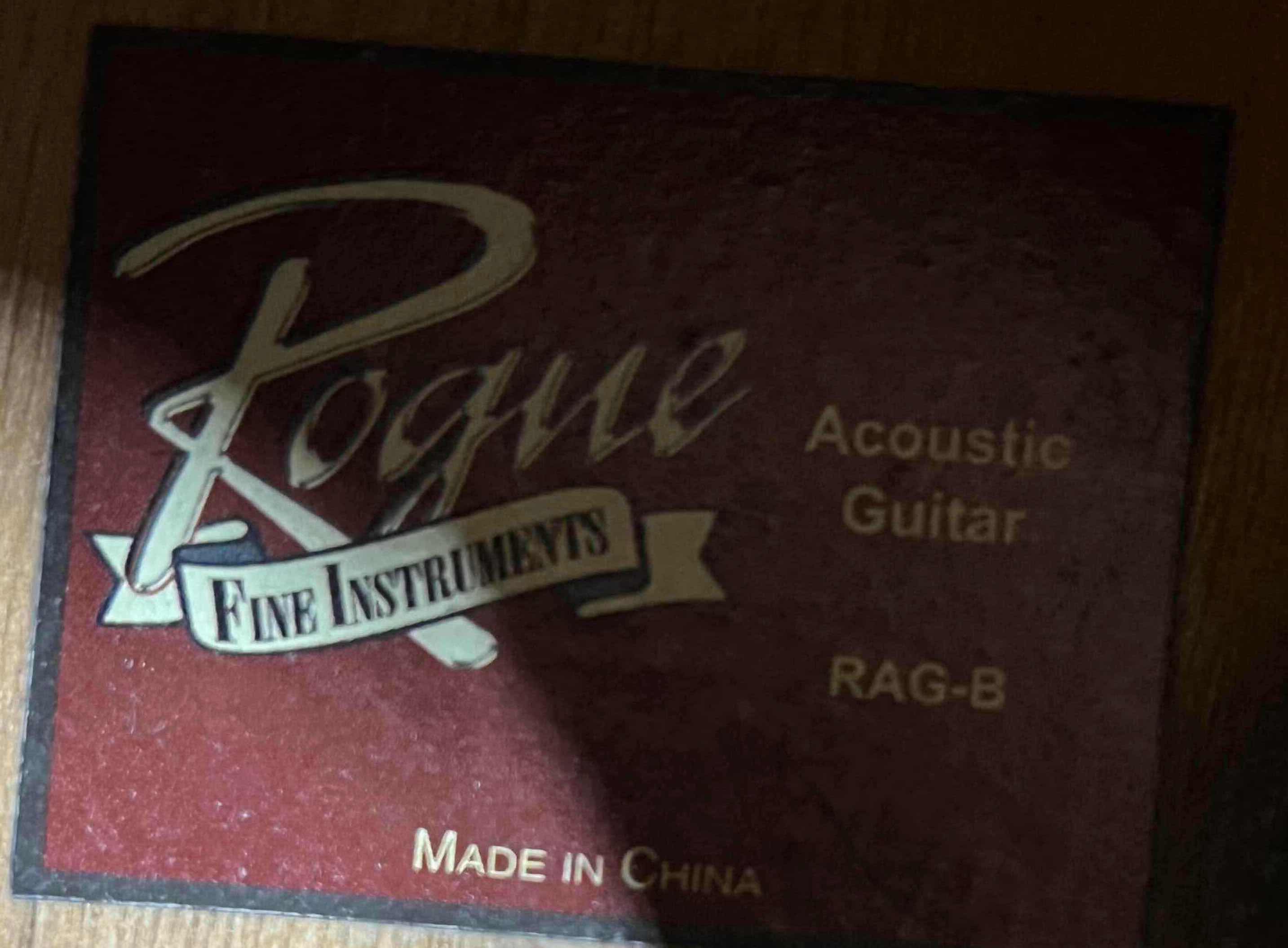 Photo 1 of ROGUE FINE INSTRUMENTS BLACK ACOUSTIC GUITAR MODEL RAG-B W FENDER SOFT CASE