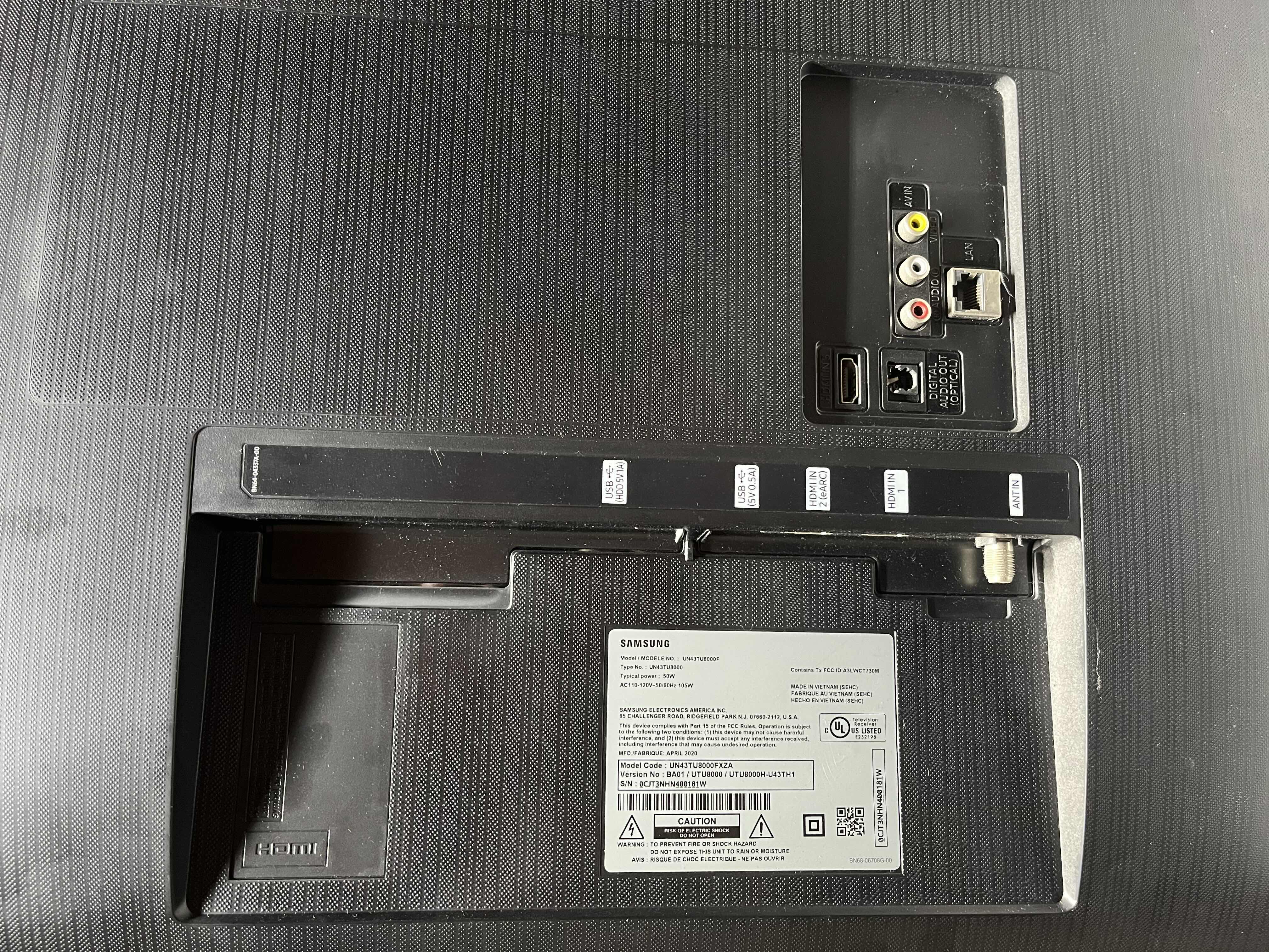 Photo 1 of SAMSUNG 43” CLASS CRYSTAL UHD SMART TV W REMOTE MODEL UN43TU8000F
