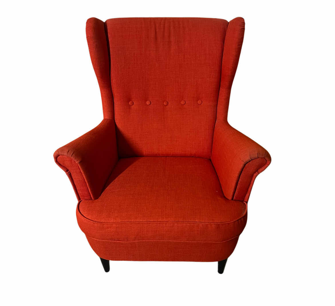 Photo 1 of IKEA STRANDMON RED POLYESTER FIBER WINGBACK CHAIR