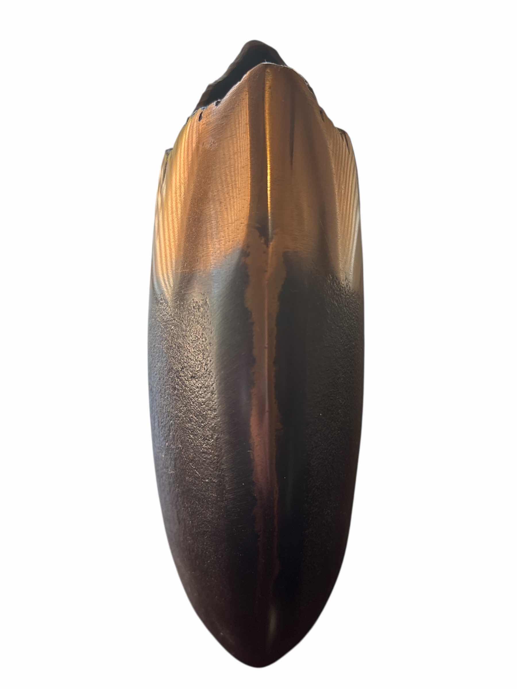 Photo 1 of SHIRALEAH JAGGED EDGED DISC VASE METAL VASE 9.5” X 8.25”