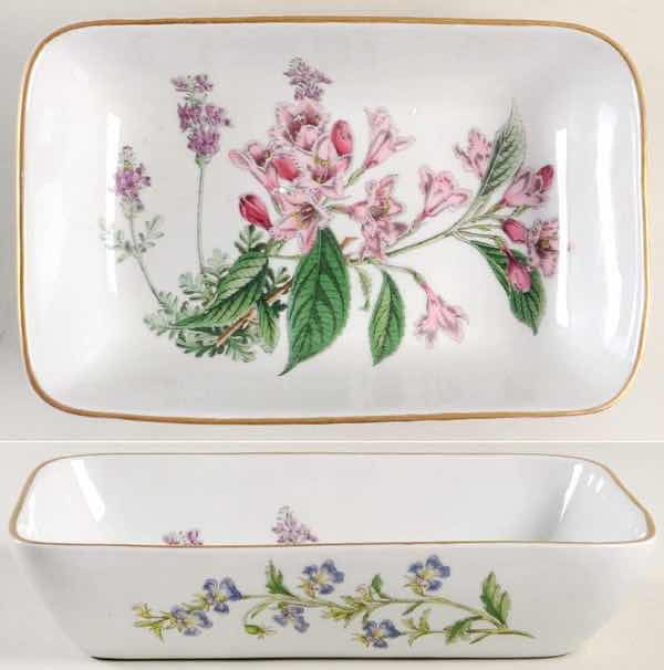 Photo 1 of STAFFORD FLOWERS BY SPODE 10” RECTANGULAR BAKER DISH (WEIGELA & LAVENDER)